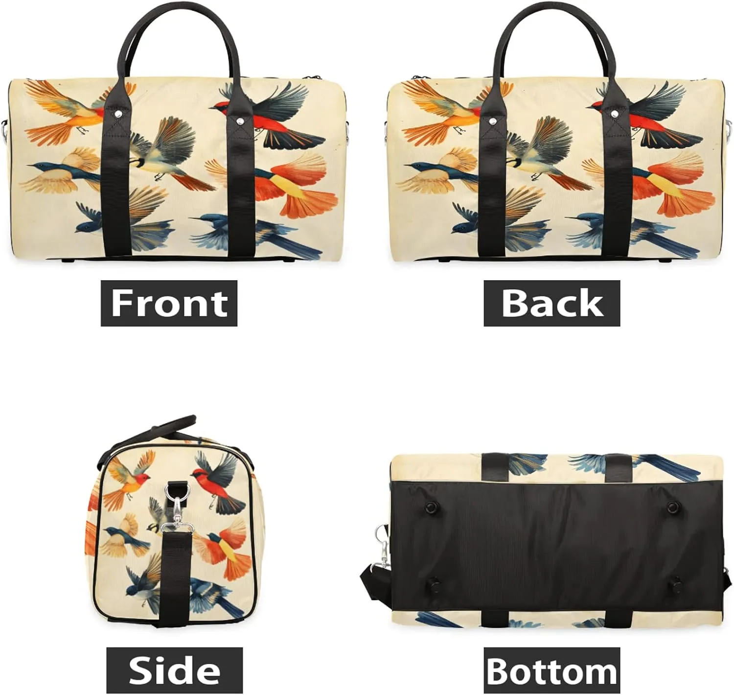 Bird Duffle Bag for Travel, Overnight Weekend Gym Carry On Luggage Bag, Funny Travel Duffel Bag for Men Women