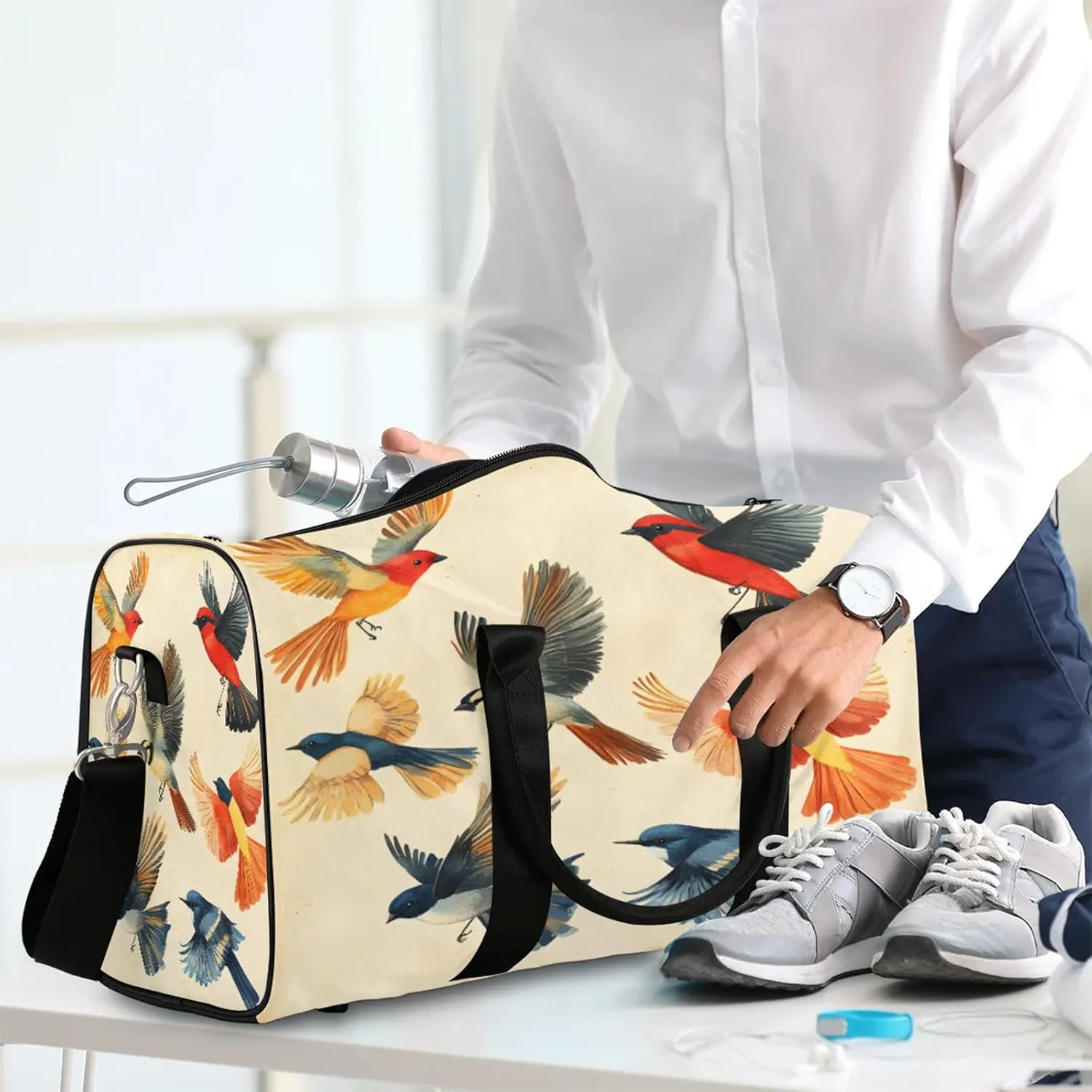 Bird Duffle Bag for Travel, Overnight Weekend Gym Carry On Luggage Bag, Funny Travel Duffel Bag for Men Women