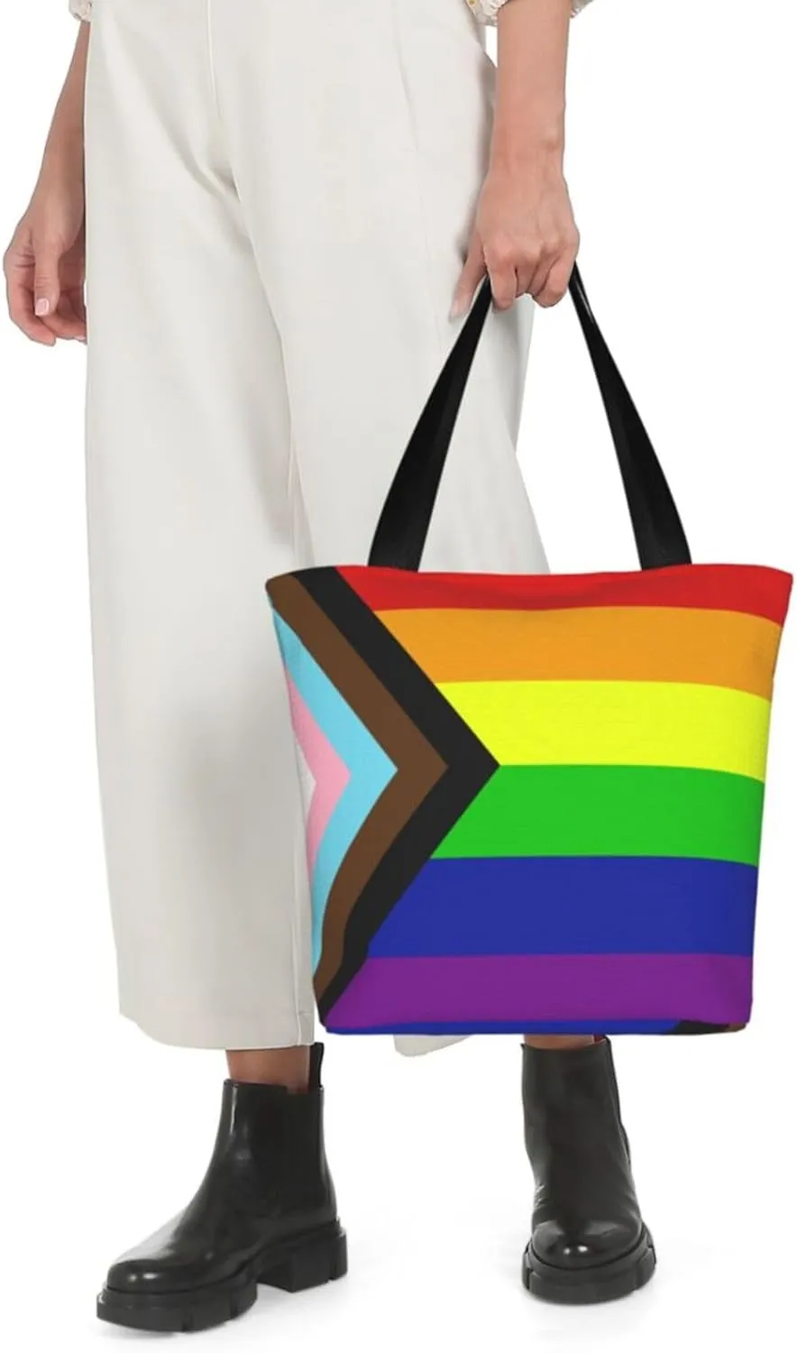 Bisexual Pride Flag Women's Tote Bag Lightweight Shopping Handbag Travel Shoulder Bag With Zipper