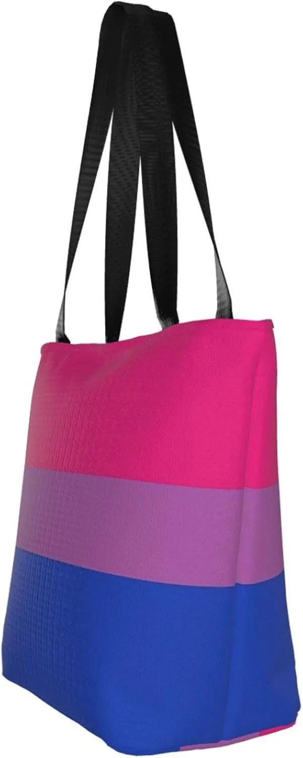 Bisexual Pride Flag Women's Tote Bag Lightweight Shopping Handbag Travel Shoulder Bag With Zipper