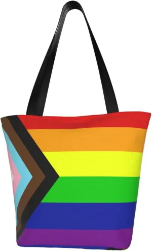 Bisexual Pride Flag Women's Tote Bag Lightweight Shopping Handbag Travel Shoulder Bag With Zipper