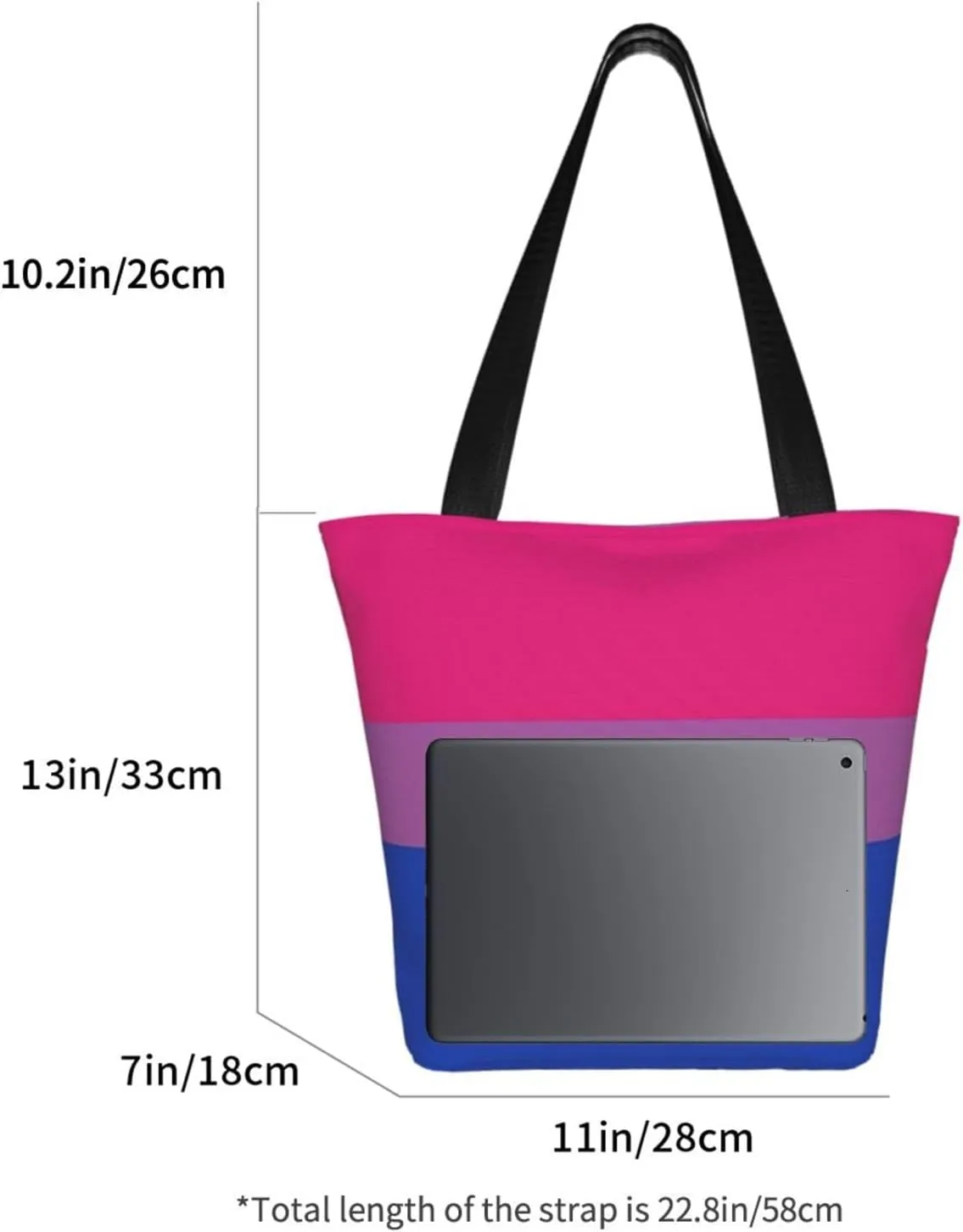 Bisexual Pride Flag Women's Tote Bag Lightweight Shopping Handbag Travel Shoulder Bag With Zipper