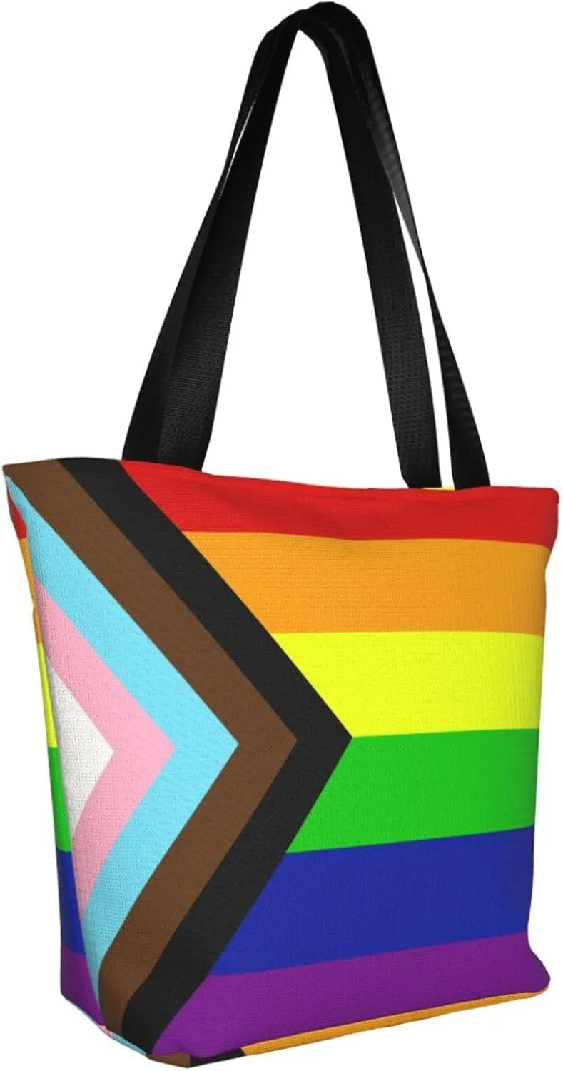 Bisexual Pride Flag Women's Tote Bag Lightweight Shopping Handbag Travel Shoulder Bag With Zipper