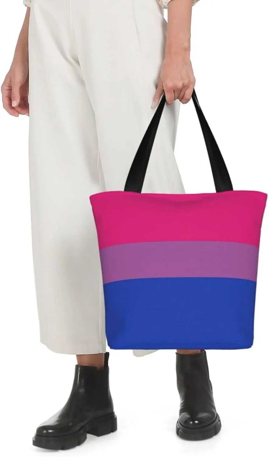 Bisexual Pride Flag Women's Tote Bag Lightweight Shopping Handbag Travel Shoulder Bag With Zipper