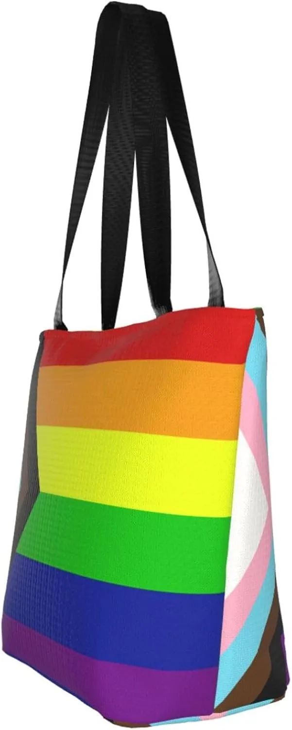 Bisexual Pride Flag Women's Tote Bag Lightweight Shopping Handbag Travel Shoulder Bag With Zipper