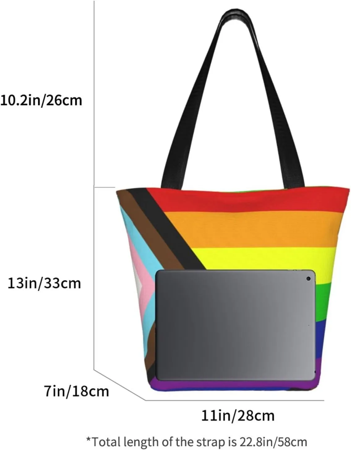 Bisexual Pride Flag Women's Tote Bag Lightweight Shopping Handbag Travel Shoulder Bag With Zipper