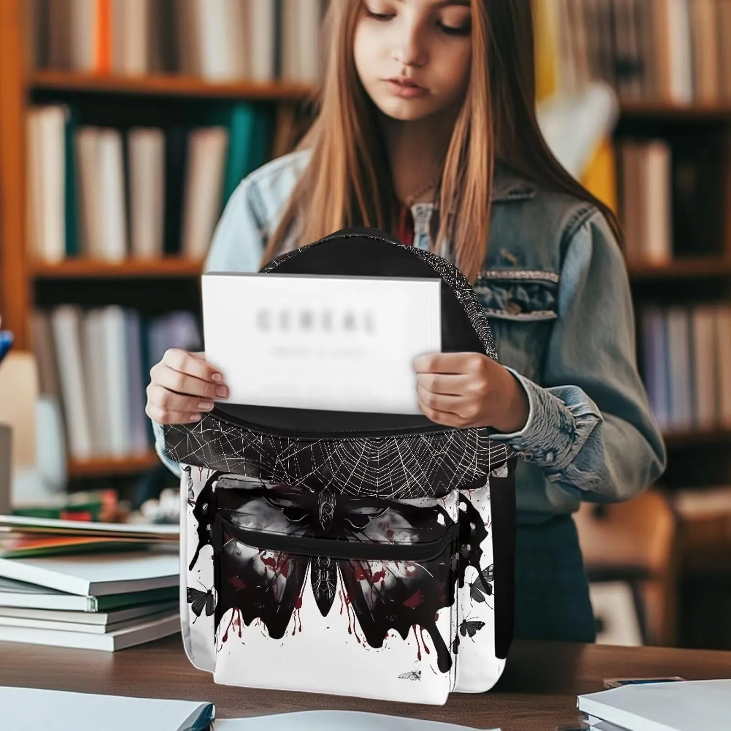 Black Butterfly 6Th Grade Backpack for KIds 17 Inch Backpack for Girls Ideal for Students Go To School Extracurricular Activities