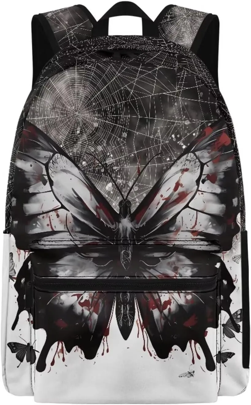 Black Butterfly 6Th Grade Backpack for KIds 17 Inch Backpack for Girls Ideal for Students Go To School Extracurricular Activities