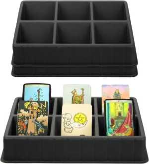 Black Card Sorting Tray - 6 Slot Sports, Game, Playing Card Sorter and Dealer Tray Display Storage Organizer(2 Pack)