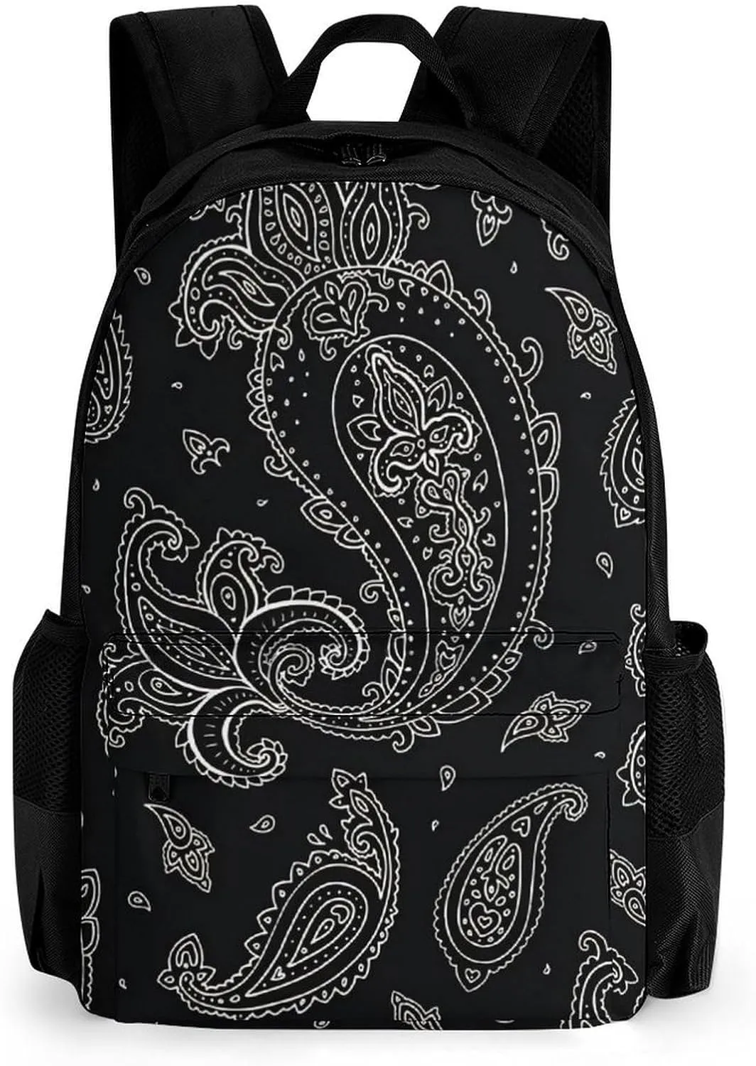 Black Paisley Pattern A Large Capacity Backpack with Pockets, Suitable for Outdoor Use, Etc