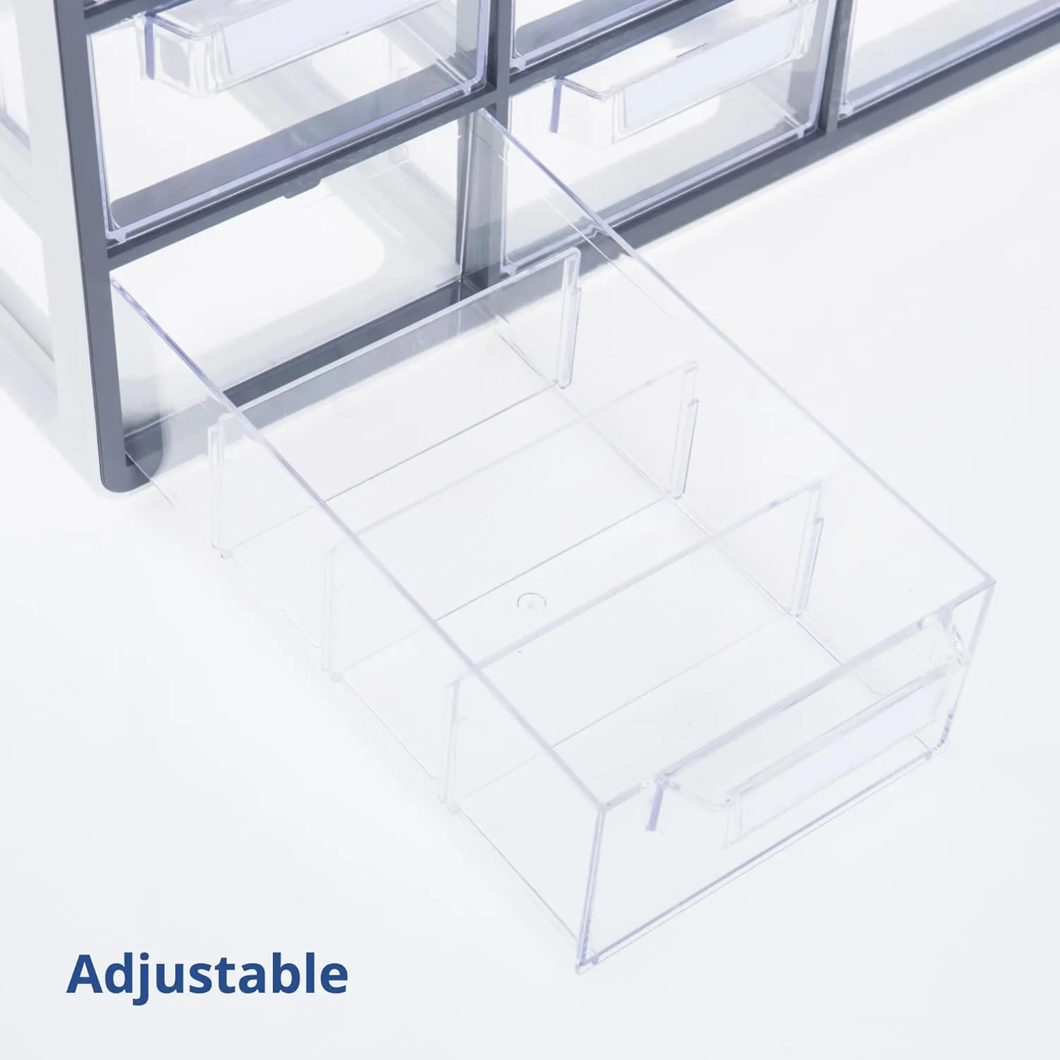 Blue Ginkgo Large 12-Drawer Cabinet – Stackable Clear Organizer for Hardware, Beads, Plastic Bricks, Office, and Craft Storage (Made in Korea, Blue)