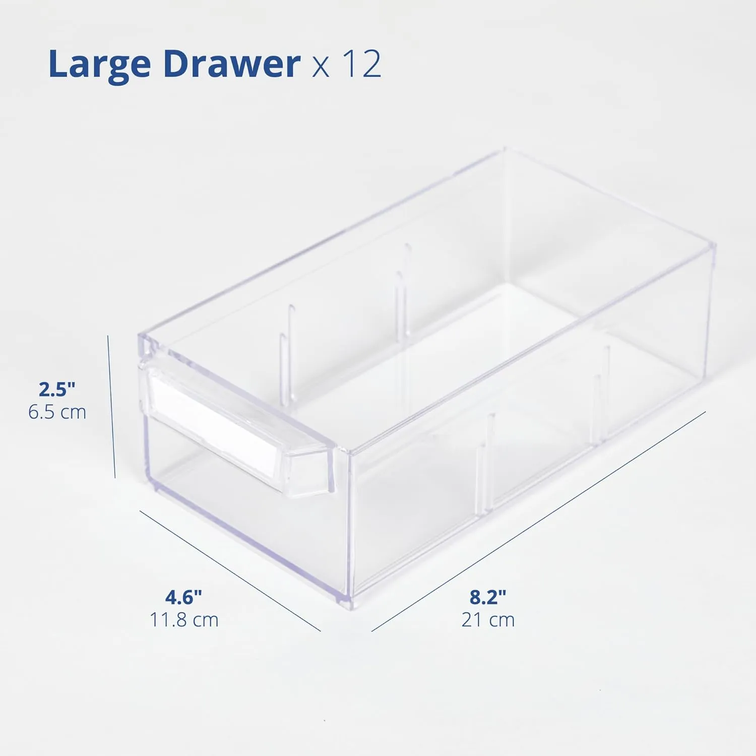 Blue Ginkgo Large 12-Drawer Cabinet – Stackable Clear Organizer for Hardware, Beads, Plastic Bricks, Office, and Craft Storage (Made in Korea, Blue)