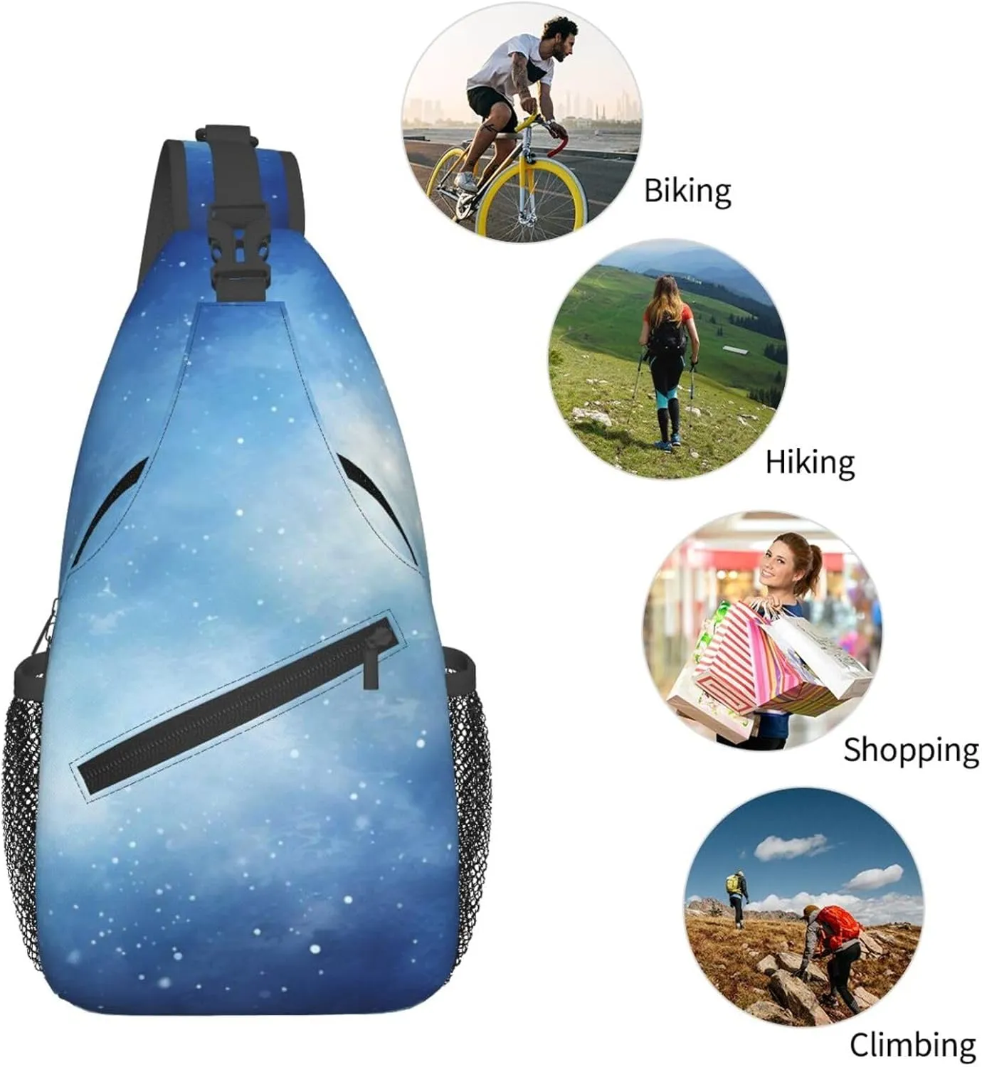 Blue Nebula Cosmos Sling Bag Crossbody Bag for Men Women, Daypack Chest Backpack Shoulder Bag for Travle Hiking