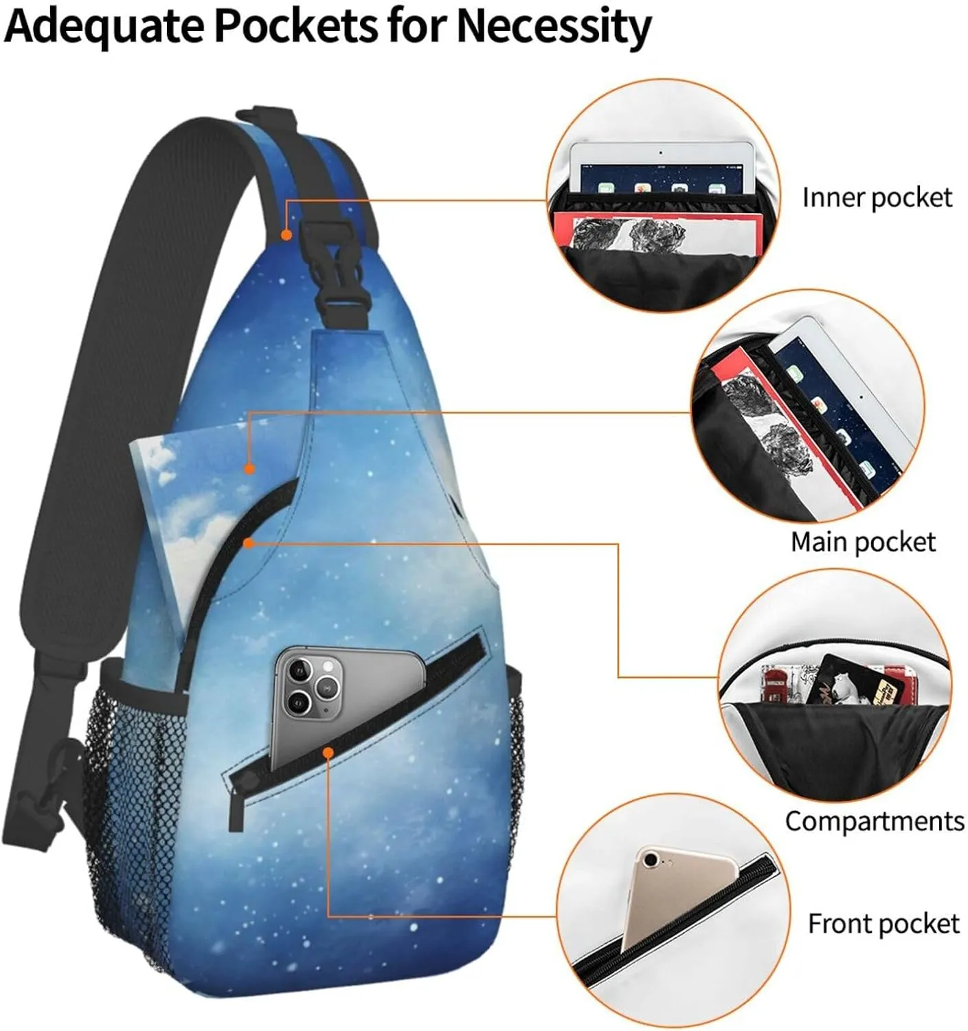 Blue Nebula Cosmos Sling Bag Crossbody Bag for Men Women, Daypack Chest Backpack Shoulder Bag for Travle Hiking