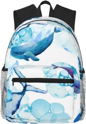 Blue Whales Lightweight Packable Backpack Travel Casual Hiking Daypack Foldable Backpack For Men Women