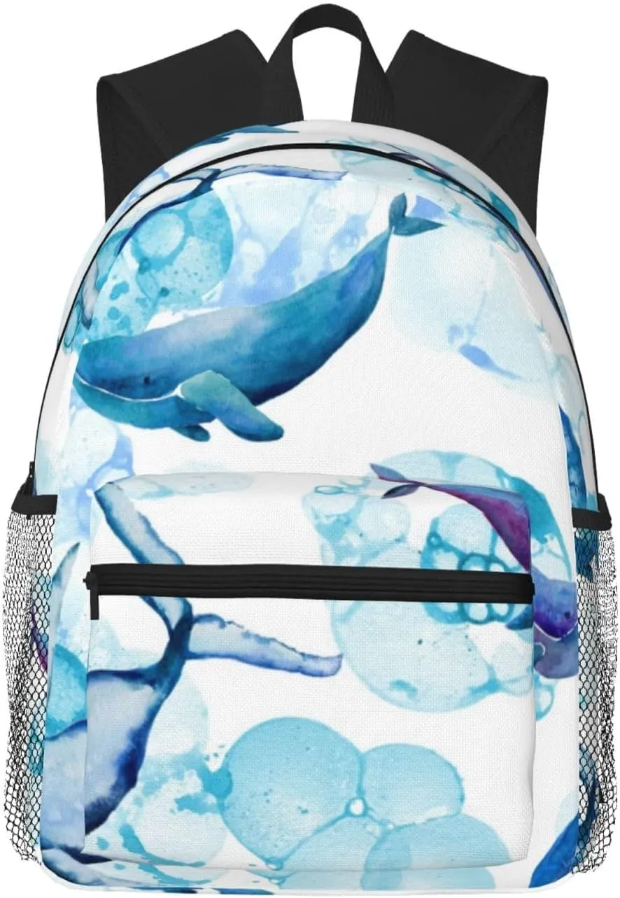 Blue Whales Lightweight Packable Backpack Travel Casual Hiking Daypack Foldable Backpack For Men Women