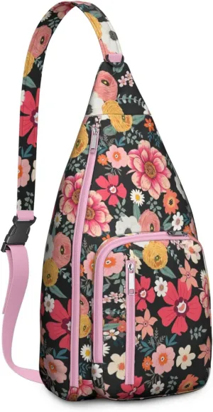 Boho Chic Crossbody Bag Vintage Waterproof Sling Bag Backpack for Men Women Daypack for Hiking Cycling Outdoor Activities