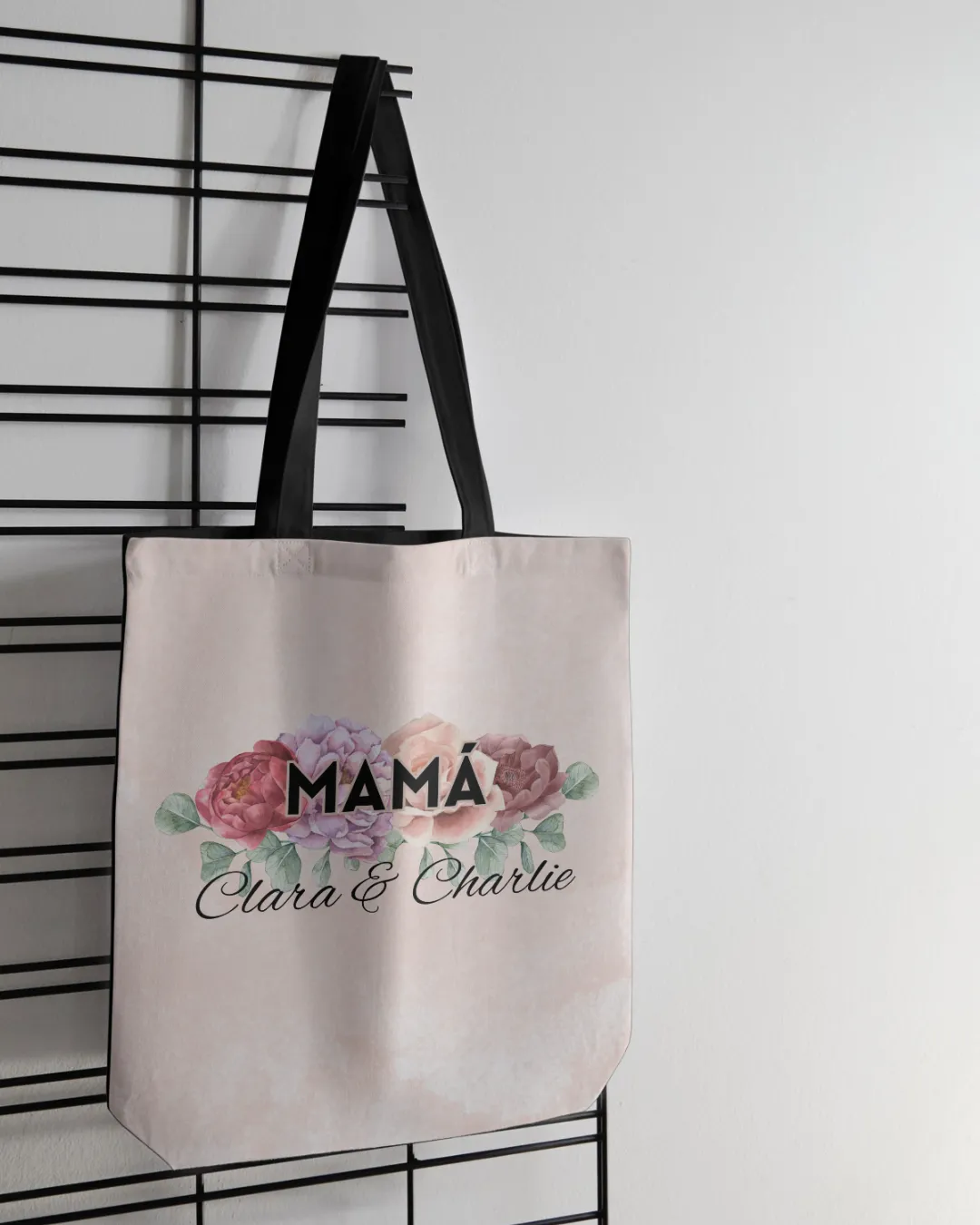 Bold Floral Mamá Tote Bag with Custom Name