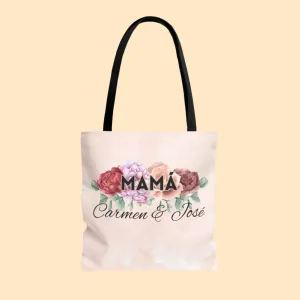 Bold Floral Mamá Tote Bag with Custom Name