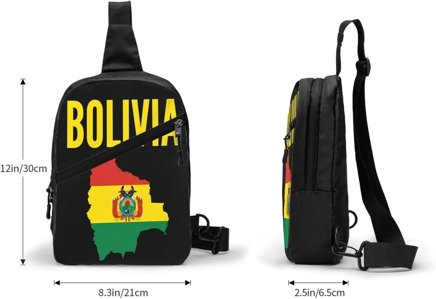 Bolivian Boliva Pride Map Flag Packable Crossbody Bag Portable Sling Bags Foldable Travel Daypack Reusable Sports Shoulder Backpack Diagonally Chest Bag for Workout
