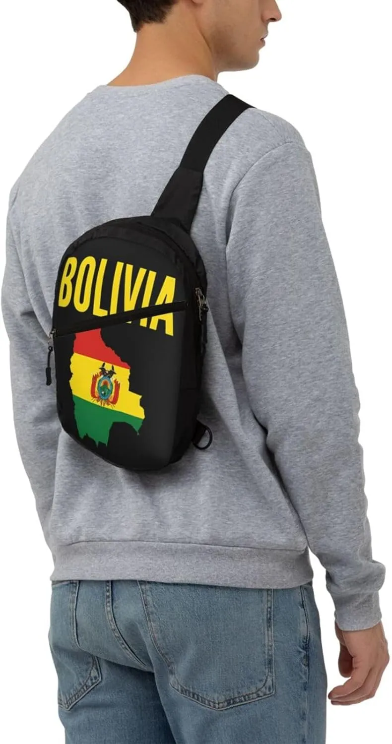 Bolivian Boliva Pride Map Flag Packable Crossbody Bag Portable Sling Bags Foldable Travel Daypack Reusable Sports Shoulder Backpack Diagonally Chest Bag for Workout