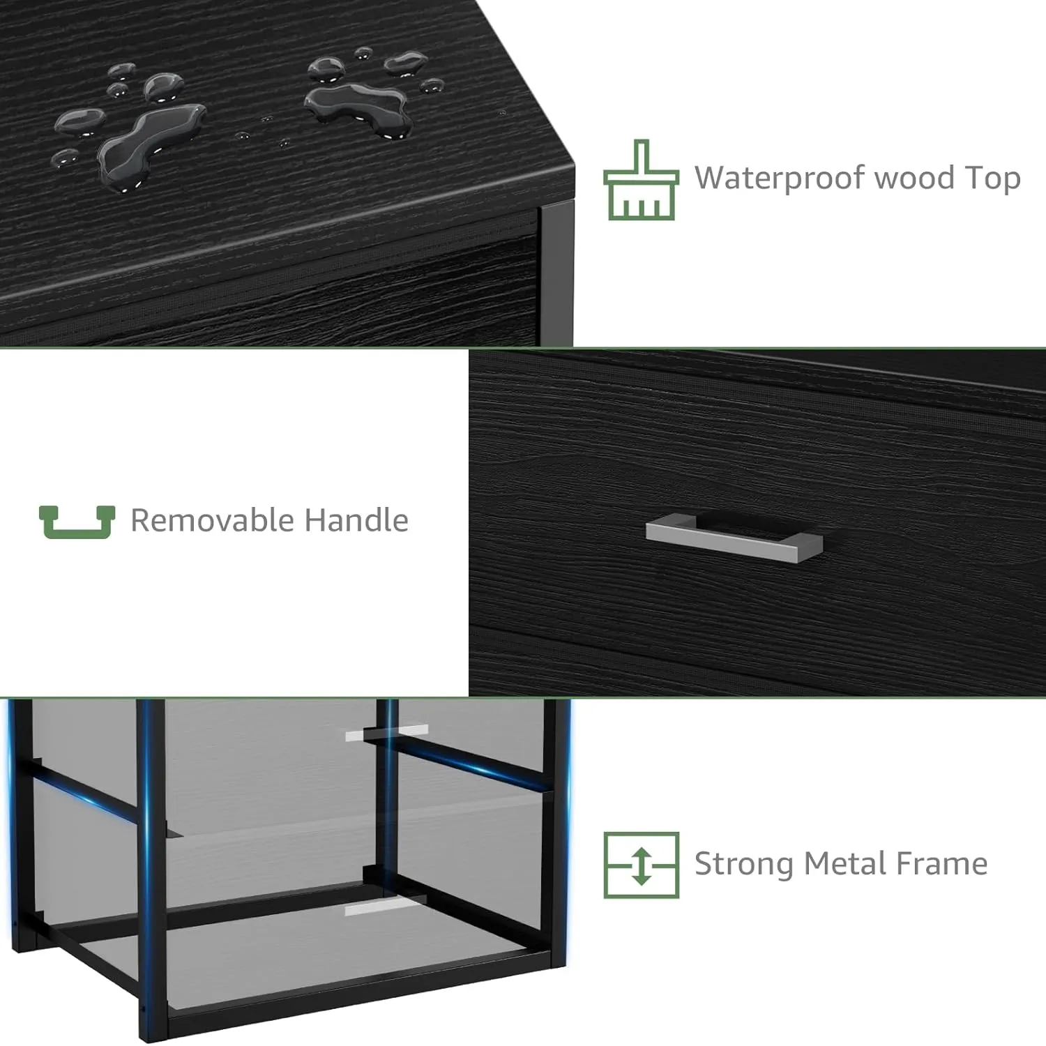 BOLUO Stackable Storage Drawers Closet Organizers and Storage Fabric 2 Drawer Dresser for Bedroom Office Black Modern