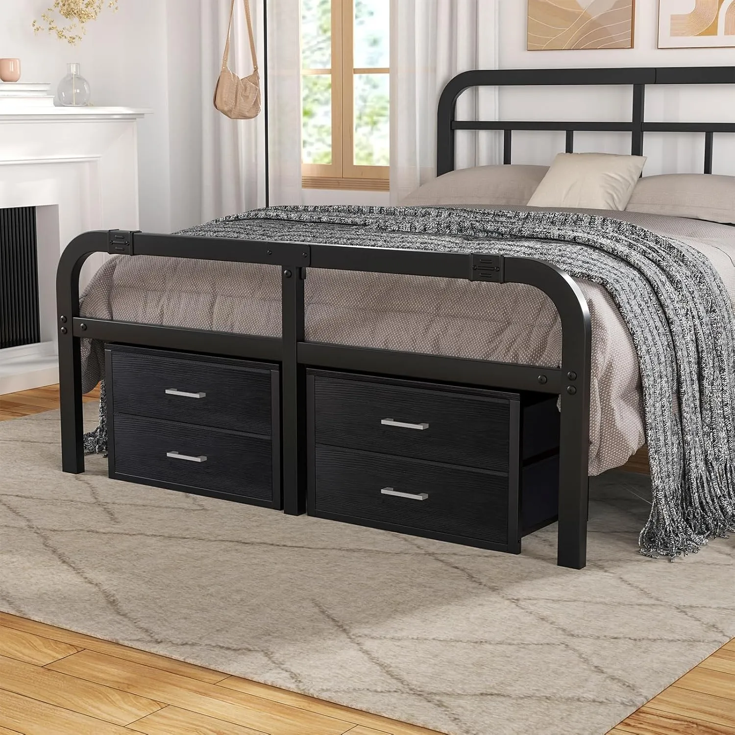 BOLUO Stackable Storage Drawers Closet Organizers and Storage Fabric 2 Drawer Dresser for Bedroom Office Black Modern