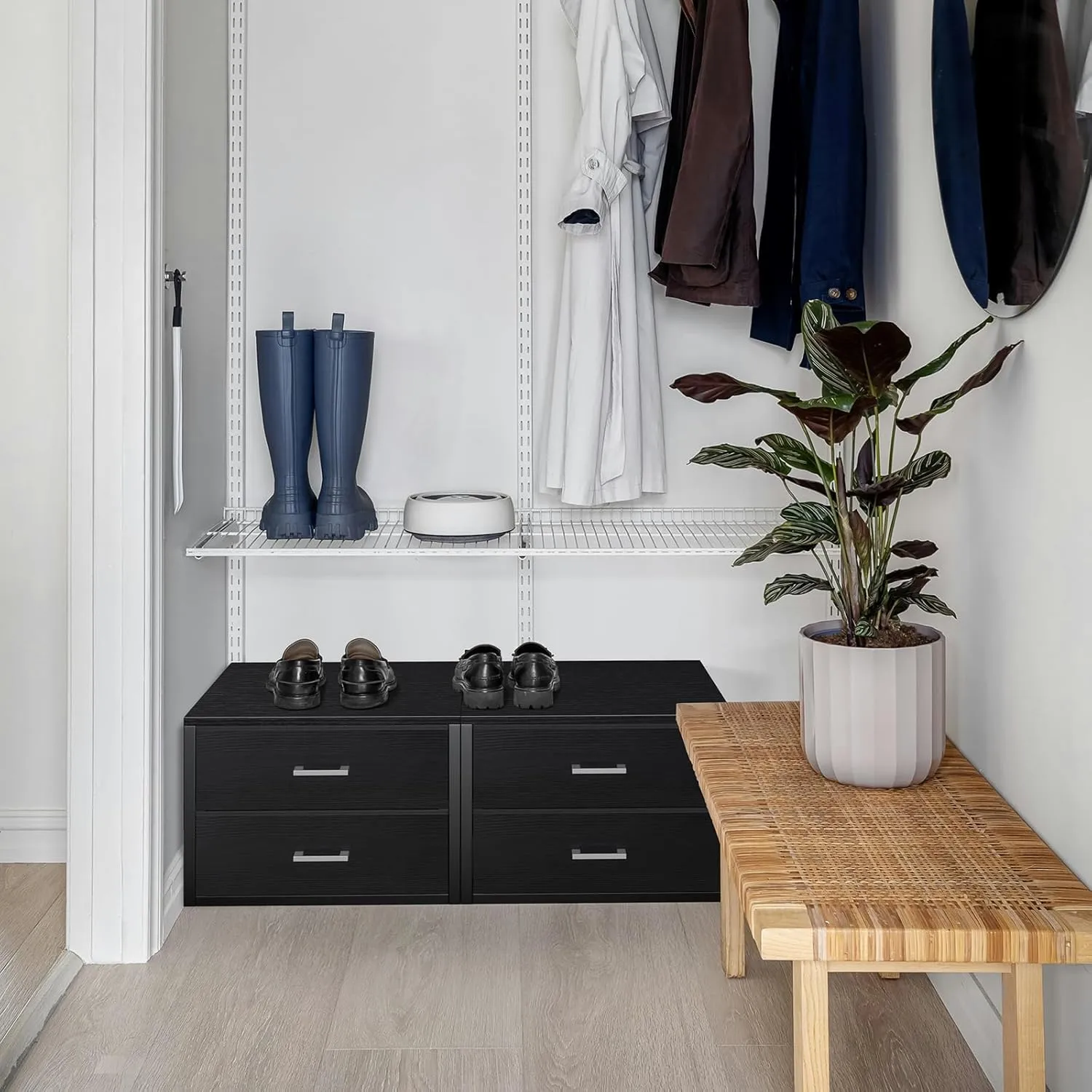 BOLUO Stackable Storage Drawers Closet Organizers and Storage Fabric 2 Drawer Dresser for Bedroom Office Black Modern