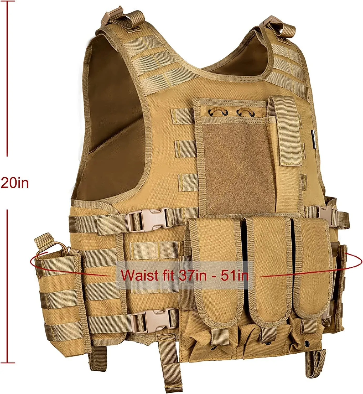 BOMTURN Tactical Airsoft Vest Upgrade Adjustable Modular Paintball Vest Outdoor Fit Adult