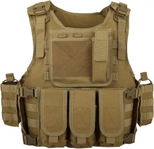 BOMTURN Tactical Airsoft Vest Upgrade Adjustable Modular Paintball Vest Outdoor Fit Adult