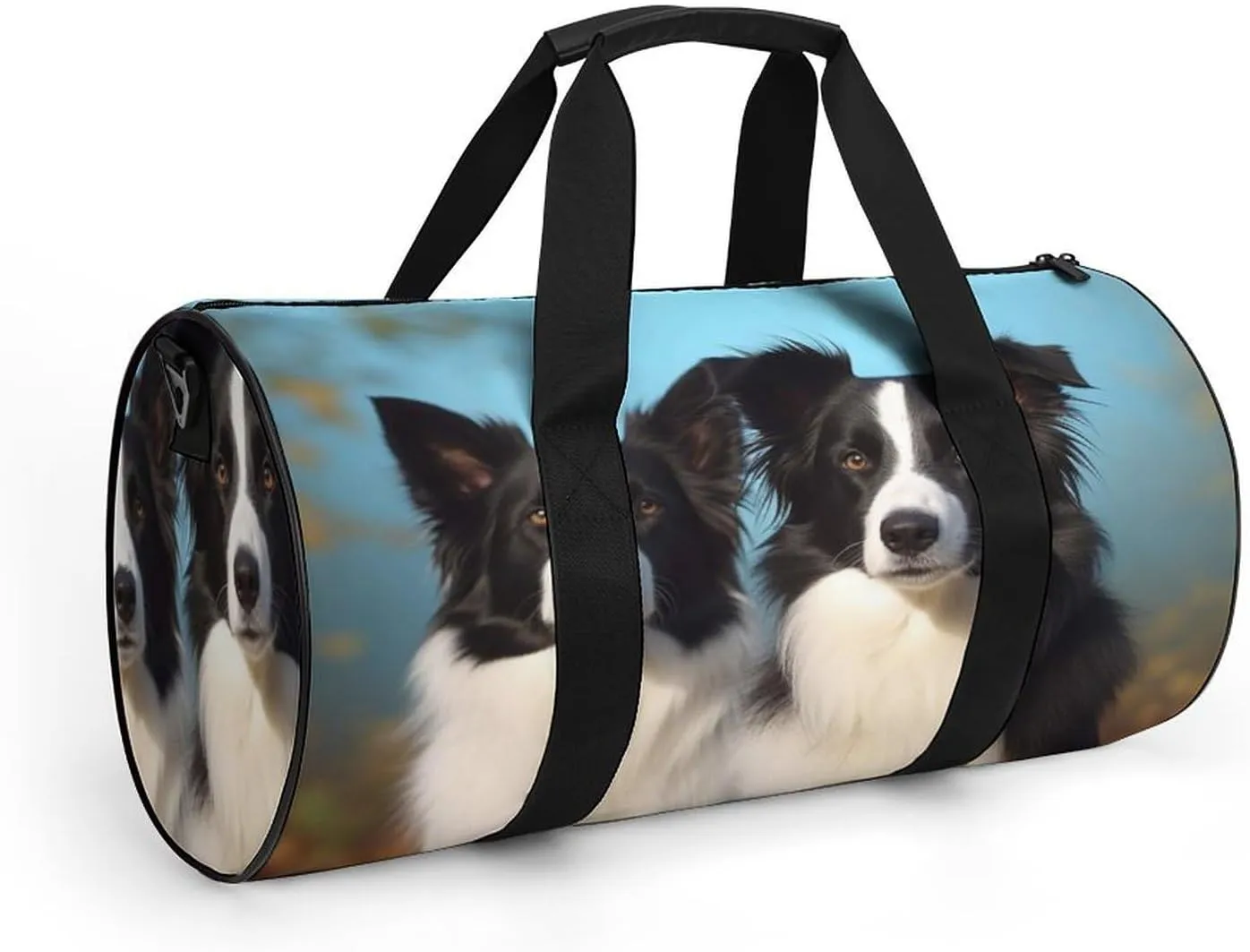 Border Collie Gym Bag Small Travel Duffle Bag with Compartment Carry On Weekender Bag for Women Men