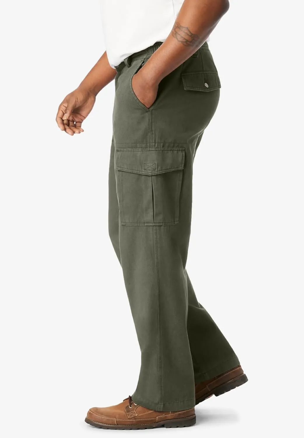 Boulder Creek by Kingsize Men's Big & Tall Renegade Side-Elastic Waist Cargo Pants