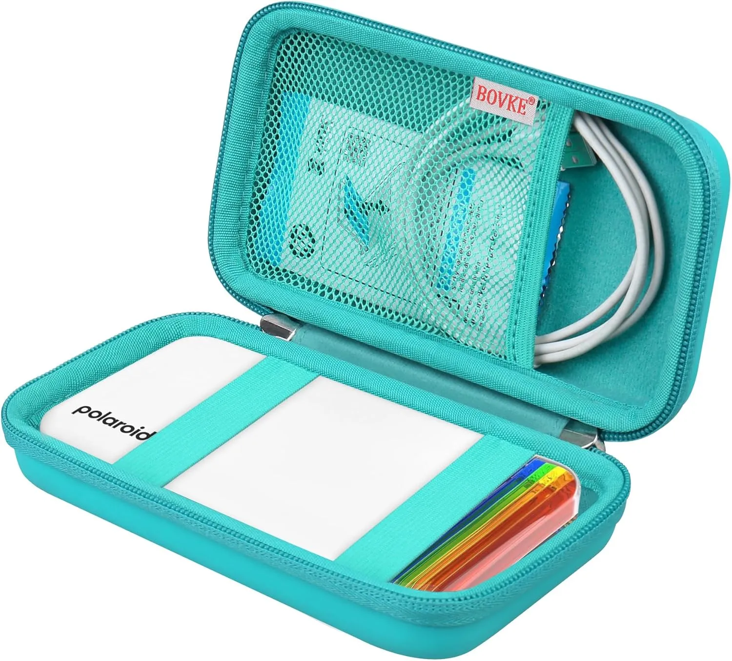 BOVKE Carrying Case for Polaroid Hi-Print 2nd Generation Bluetooth Connected 2x3 Pocket Photo Dye-Sub Printer, Mesh Pocket for Polaroid Hi-Print Paper - 2x3 Paper Cartridges and Cables, Turquoise