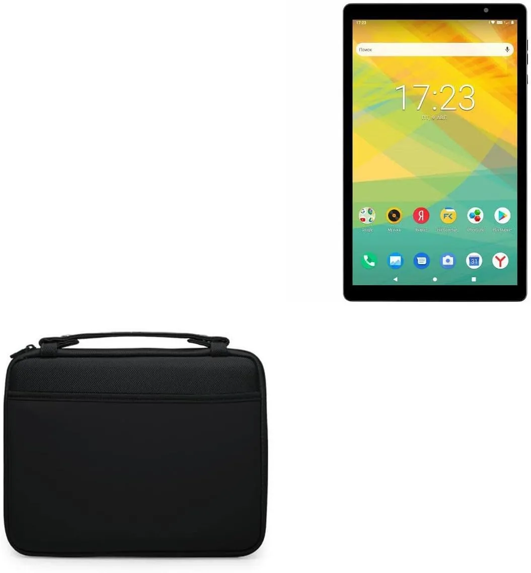 BoxWave Case Compatible with Prestigio Grace 4991 - Hard Shell Briefcase, Slim Messenger Bag Briefcase Cover Side Pockets - Jet Black
