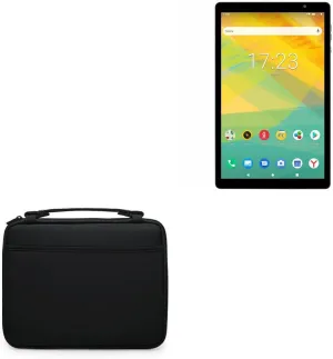 BoxWave Case Compatible with Prestigio Grace 4991 - Hard Shell Briefcase, Slim Messenger Bag Briefcase Cover Side Pockets - Jet Black