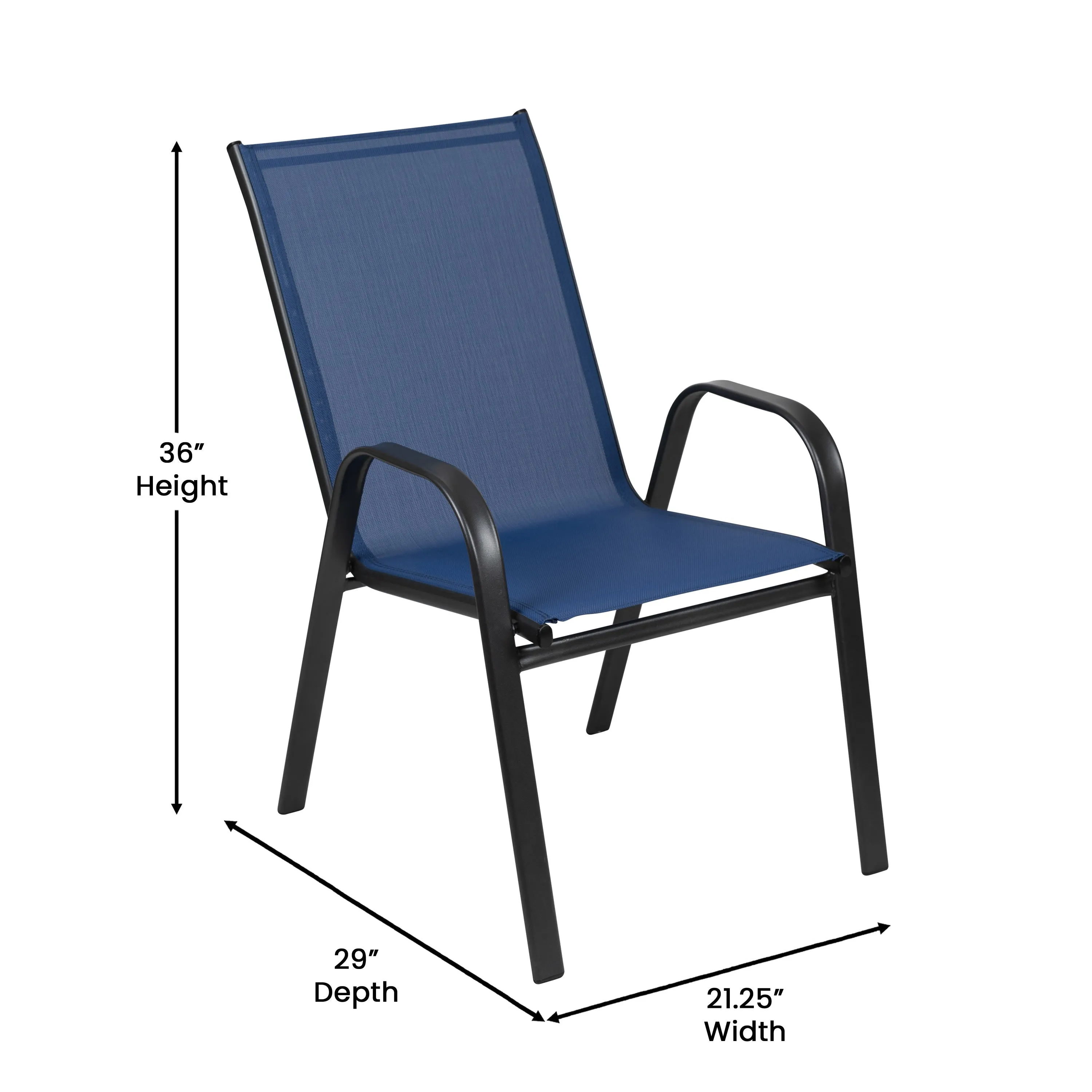 Brazos 7 Piece Outdoor Patio Dining Set - Tempered Glass Patio Table, 6 Flex Comfort Stack Chairs