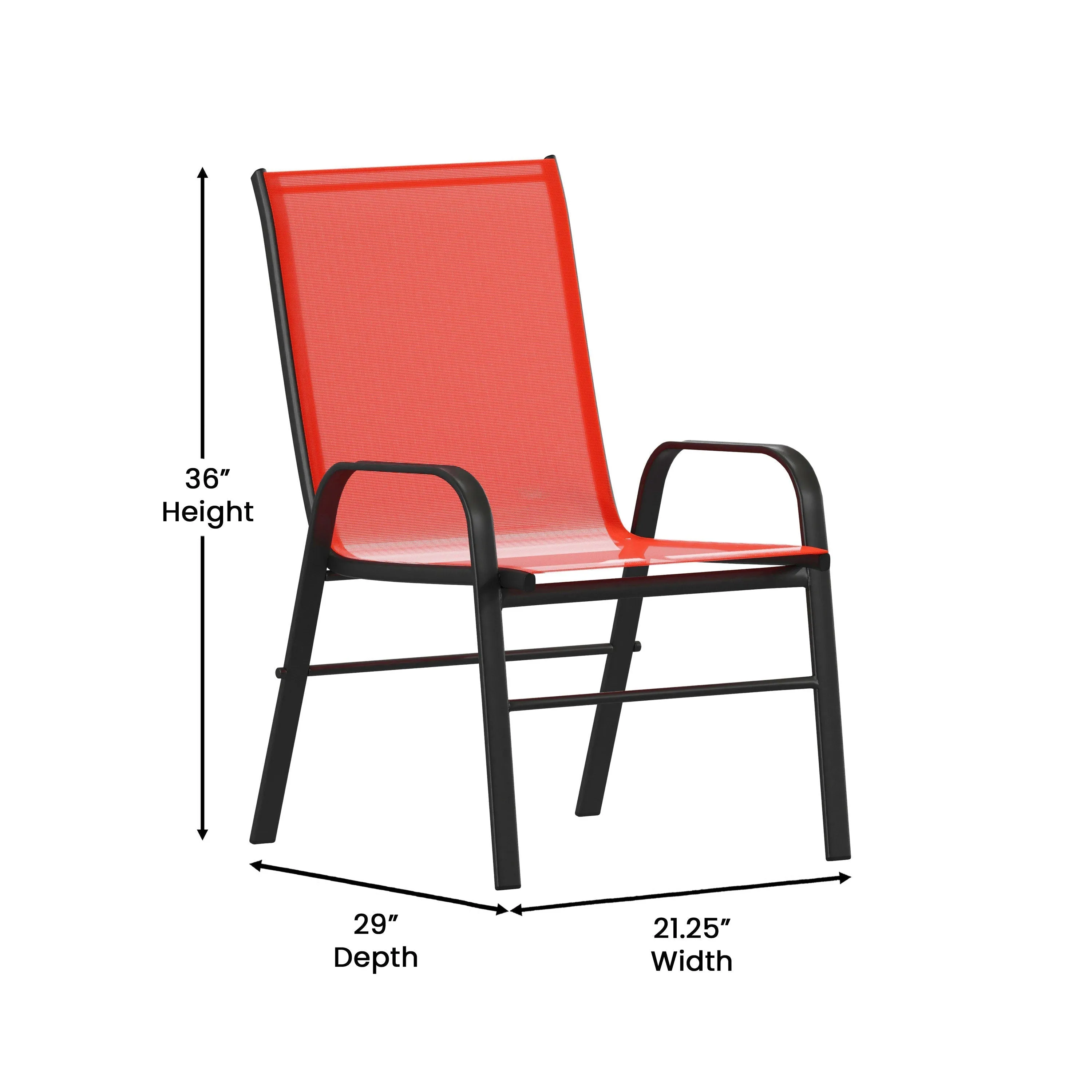 Brazos 7 Piece Outdoor Patio Dining Set - Tempered Glass Patio Table, 6 Flex Comfort Stack Chairs