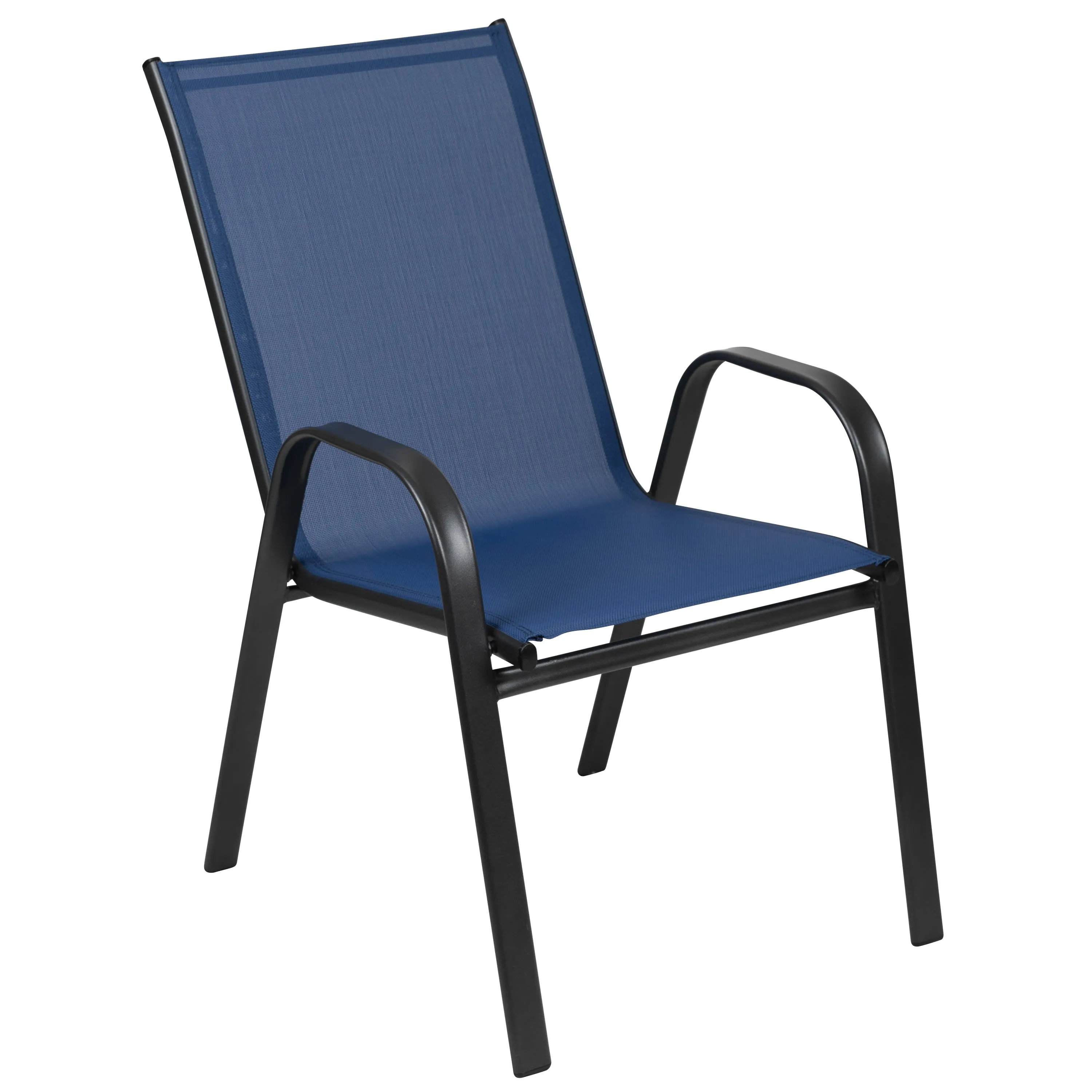 Brazos 7 Piece Outdoor Patio Dining Set - Tempered Glass Patio Table, 6 Flex Comfort Stack Chairs