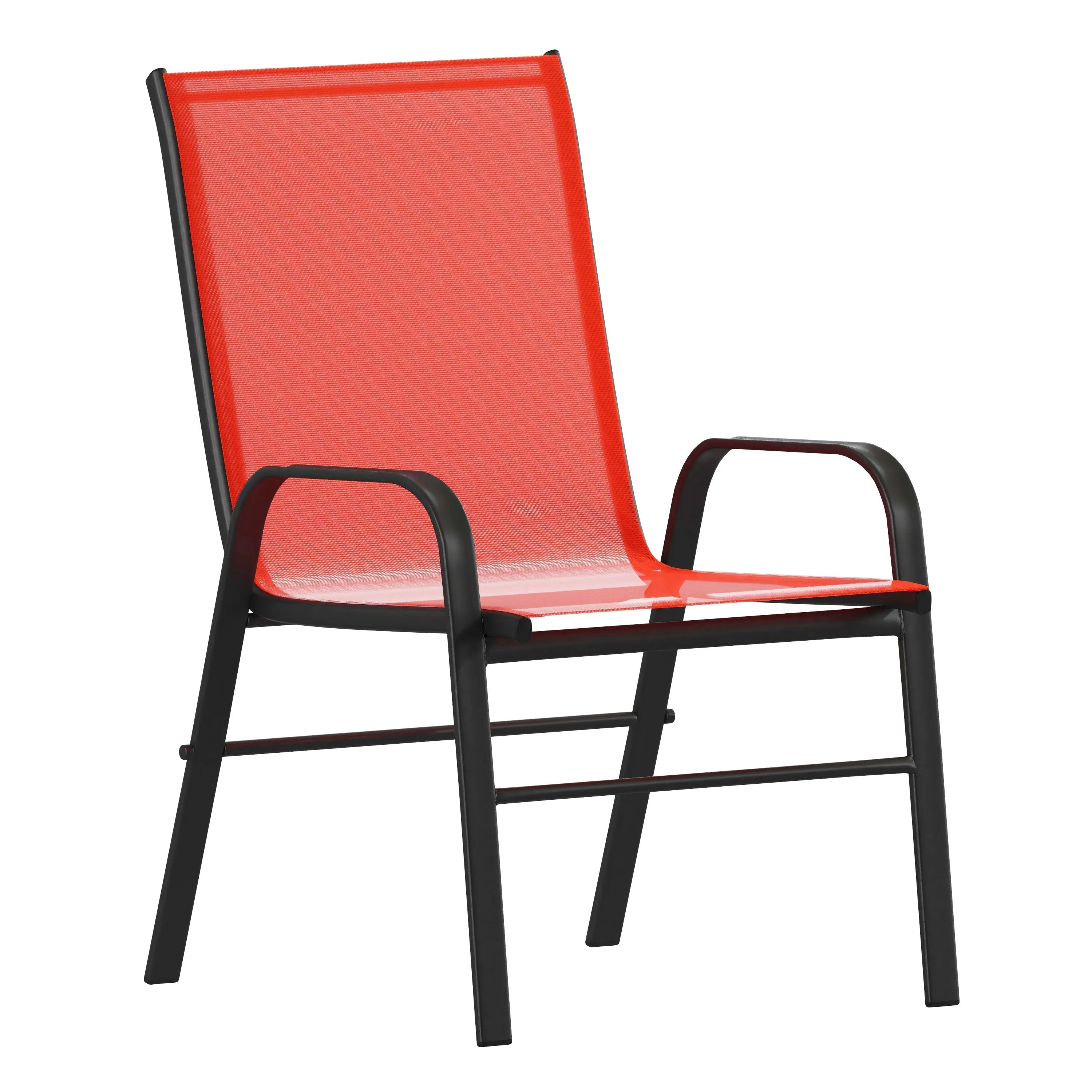 Brazos 7 Piece Outdoor Patio Dining Set - Tempered Glass Patio Table, 6 Flex Comfort Stack Chairs
