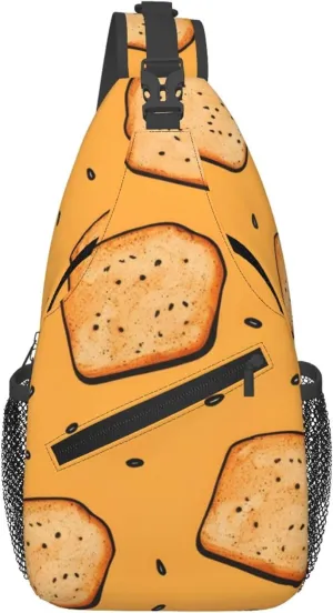 Bread Slice Sling Bag Crossbody Backpack, Fruit Sling Chest Bag for Women Men Travel Gym Daypack