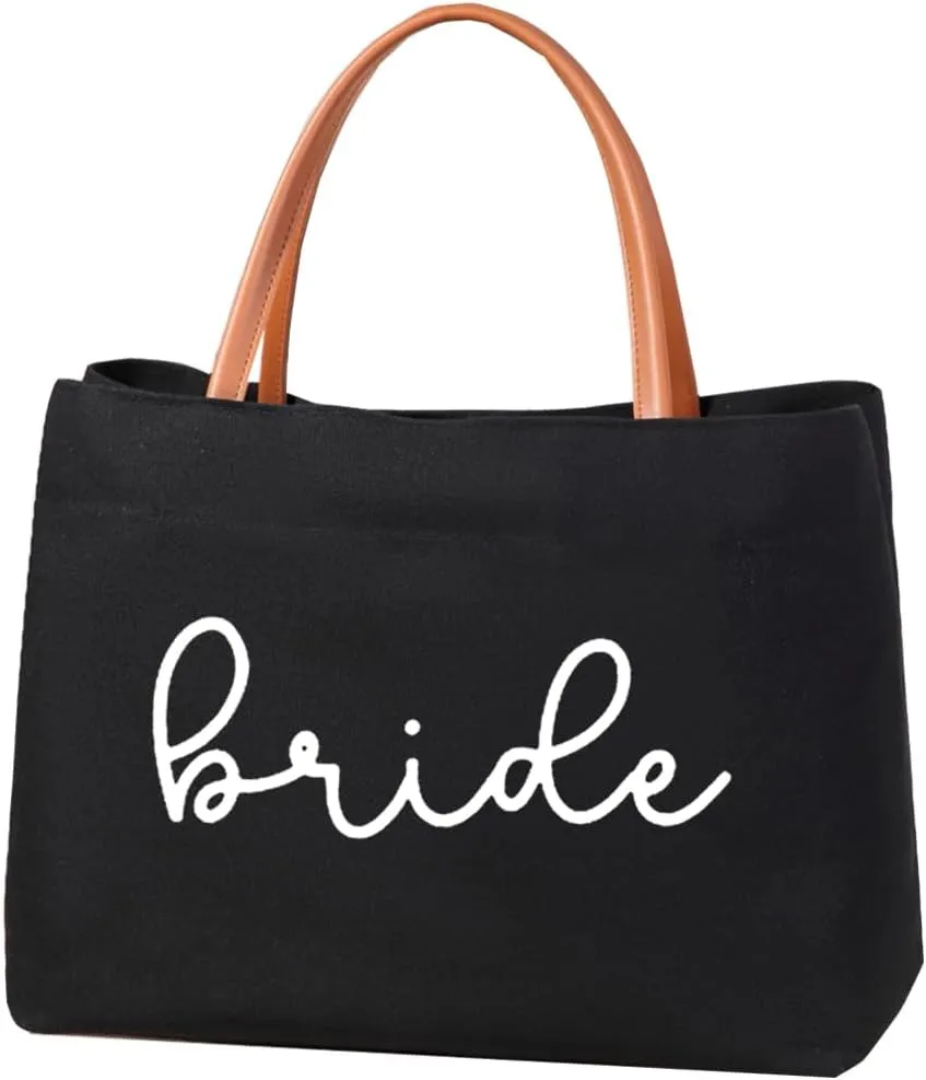 Bride Tote Bag Bride to be Gifts for Bridal Shower, Engagement, Wedding, Bachelorette Party, Honeymoon, Beach, Travel