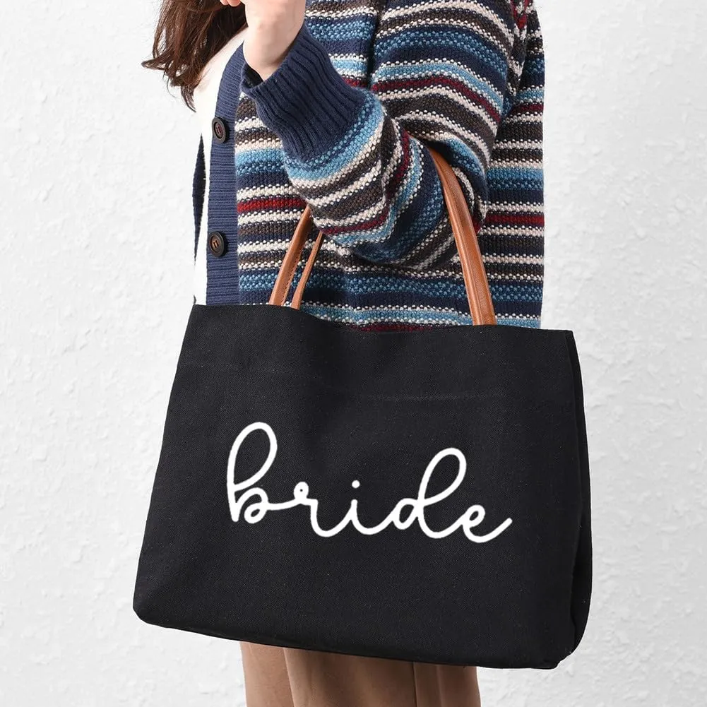 Bride Tote Bag Bride to be Gifts for Bridal Shower, Engagement, Wedding, Bachelorette Party, Honeymoon, Beach, Travel