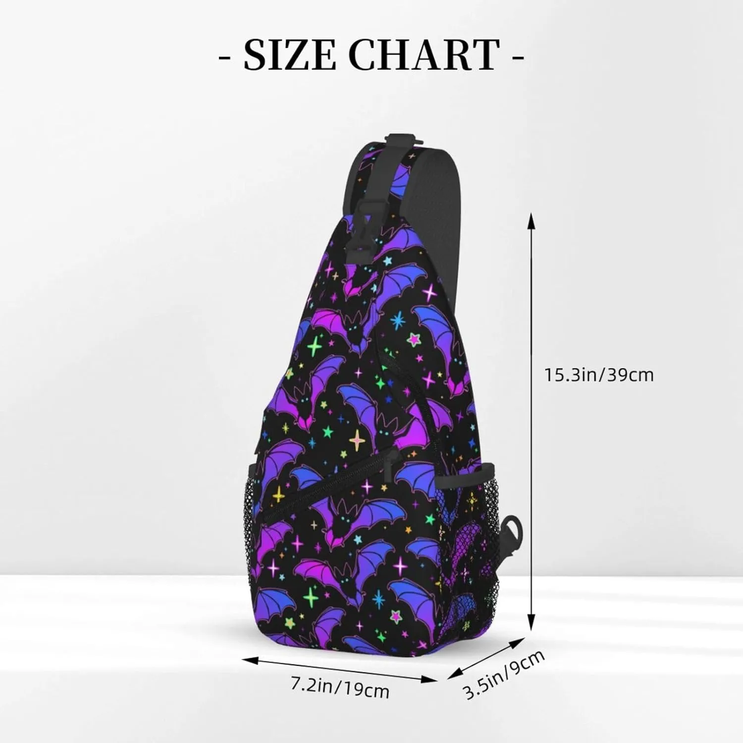 Bright Bats And Stars Crossbody Sling Bag For Women Men Fashion Chest Bag Shoulder Bag Sling Backpack Travel Hiking Casual Sport Daypack