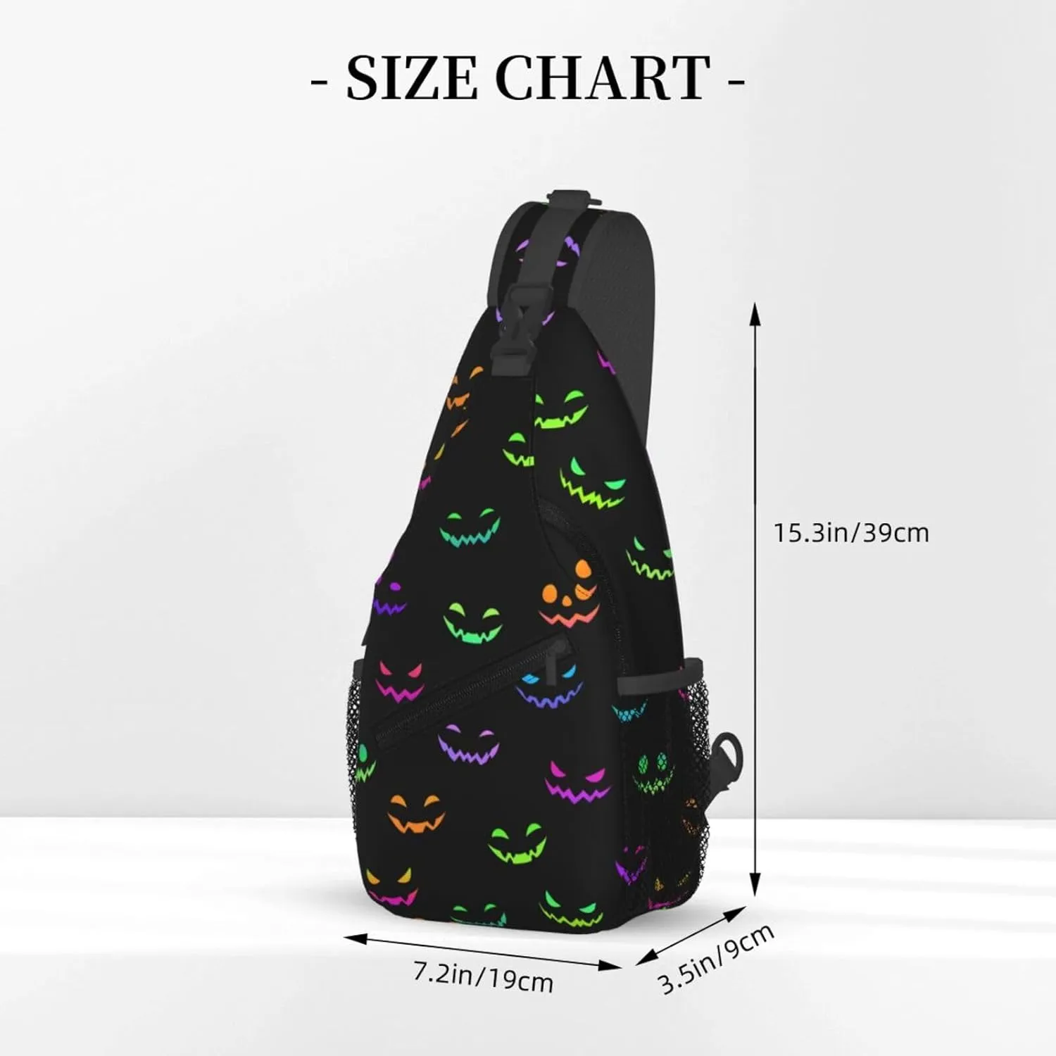 Bright Faces For Halloween Crossbody Sling Bag For Women Men Adjustable Lightweight Halloween Chest Bag Shoulder Bag Sling Backpack Casual Daypack For Sport Travel Hiking