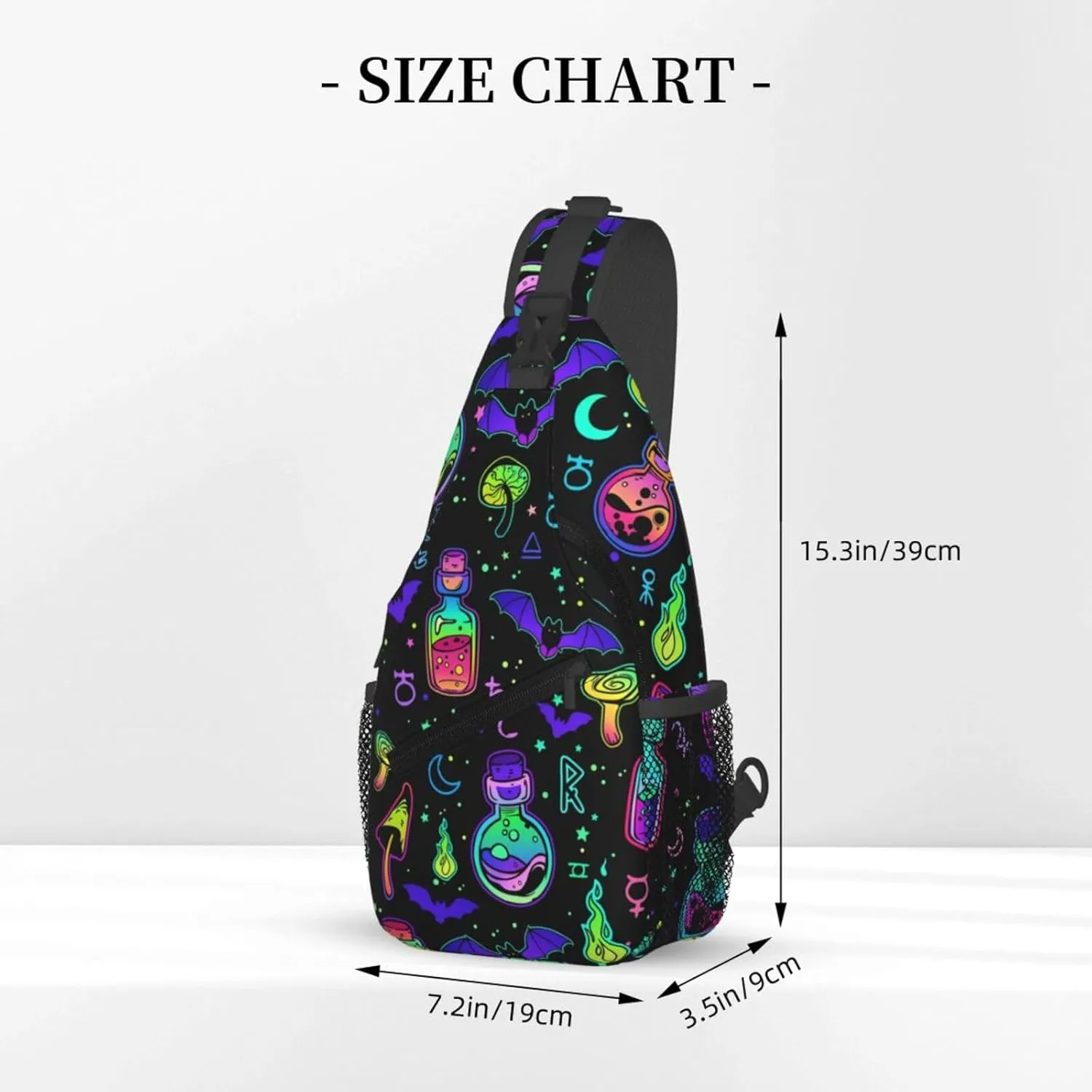 Bright Magical Elements Crossbody Sling Bag For Women Men Adjustable Lightweight Chest Bag Shoulder Bag Sling Backpack Casual Daypack For Sport Travel Hiking