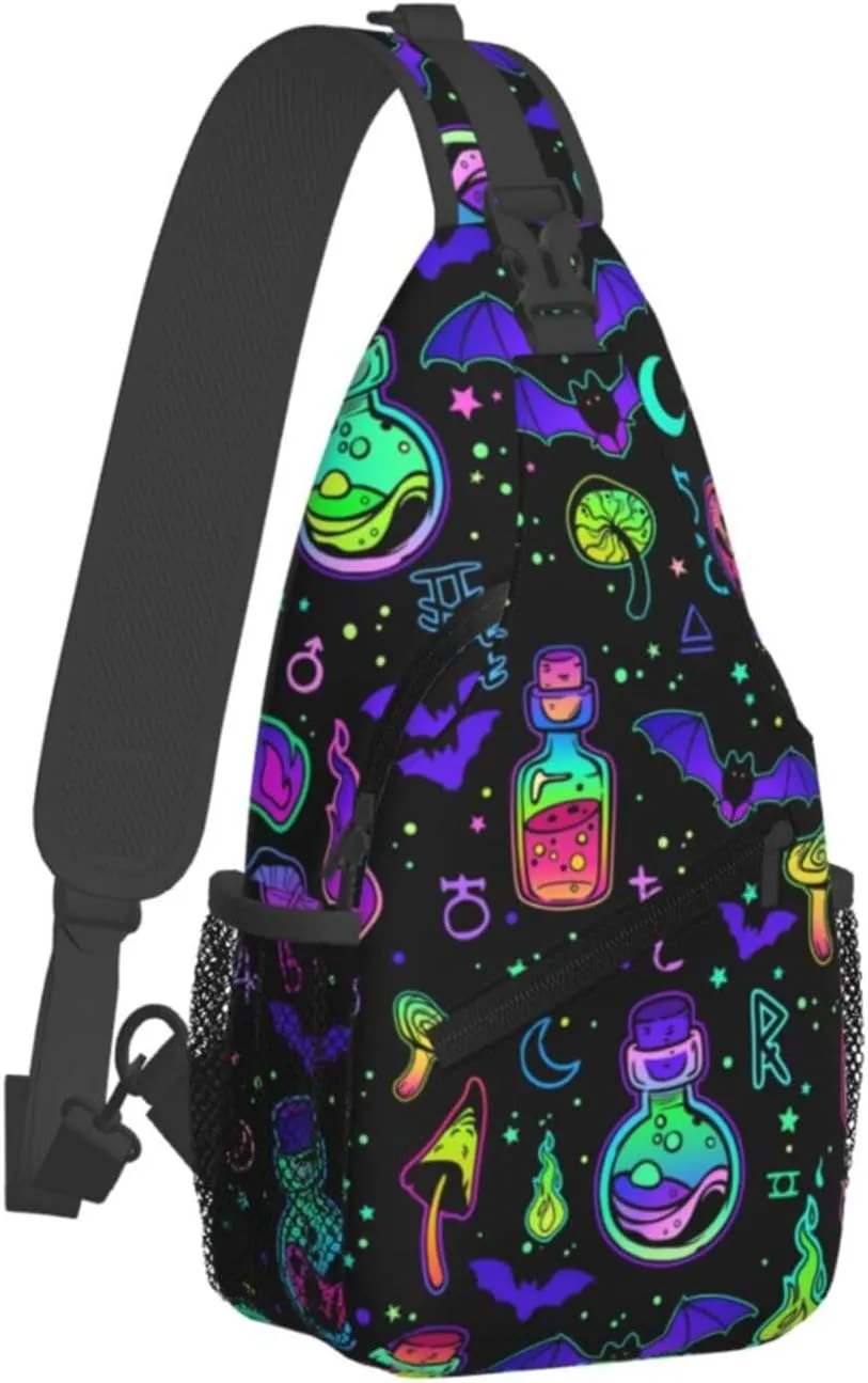 Bright Magical Elements Crossbody Sling Bag For Women Men Adjustable Lightweight Chest Bag Shoulder Bag Sling Backpack Casual Daypack For Sport Travel Hiking