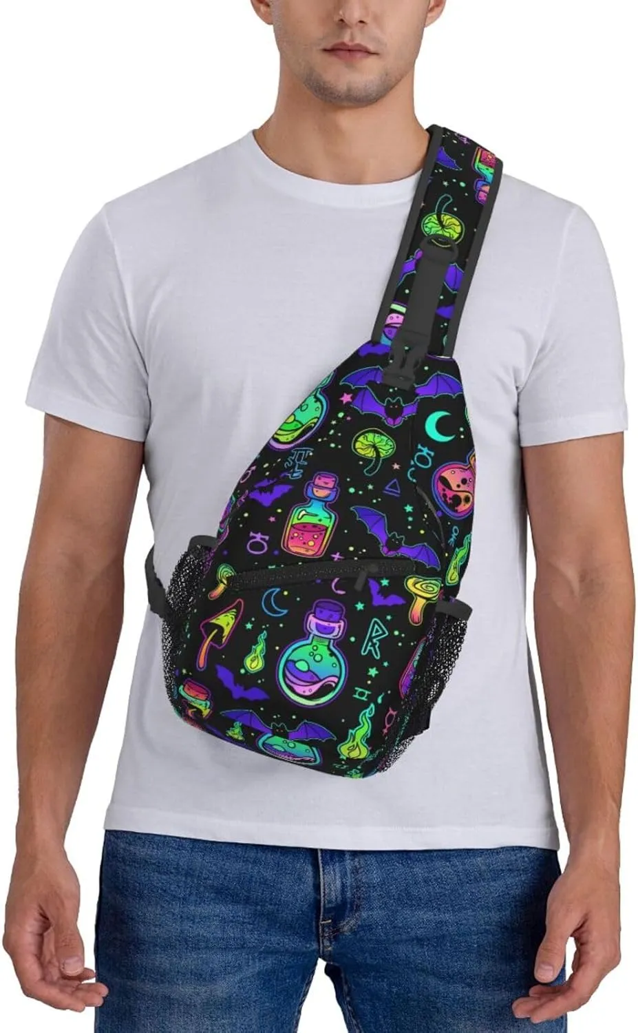 Bright Magical Elements Crossbody Sling Bag For Women Men Adjustable Lightweight Chest Bag Shoulder Bag Sling Backpack Casual Daypack For Sport Travel Hiking