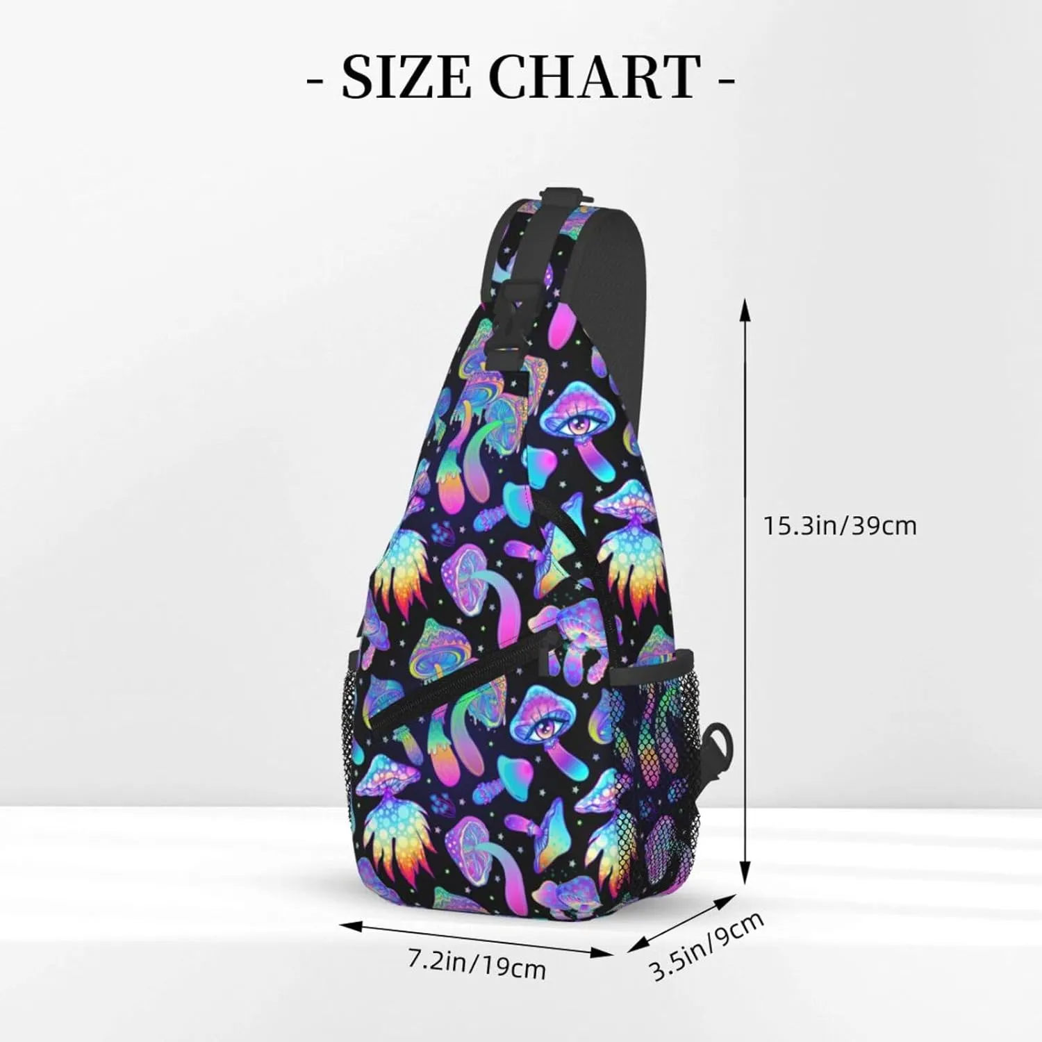 Bright Mushrooms Sling Bag For Women Men Fashion Print Backpack Crossbody Shoulder Bag Sling Backpack Chest Bag Travel Hiking Casual Sport Daypack