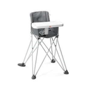 Bright Starts Pop 'N Dine Portable High Chair, Indoor/Outdoor, BPA Free Tray, Easy to Fold, Unisex, Grey, 6 Months  