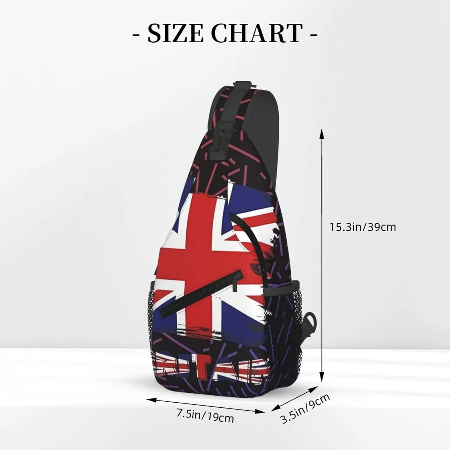 Britain British Uk Crossbody Backpack Chest Shoulder Bag Lightweight One Strap Travel Hiking Daypack